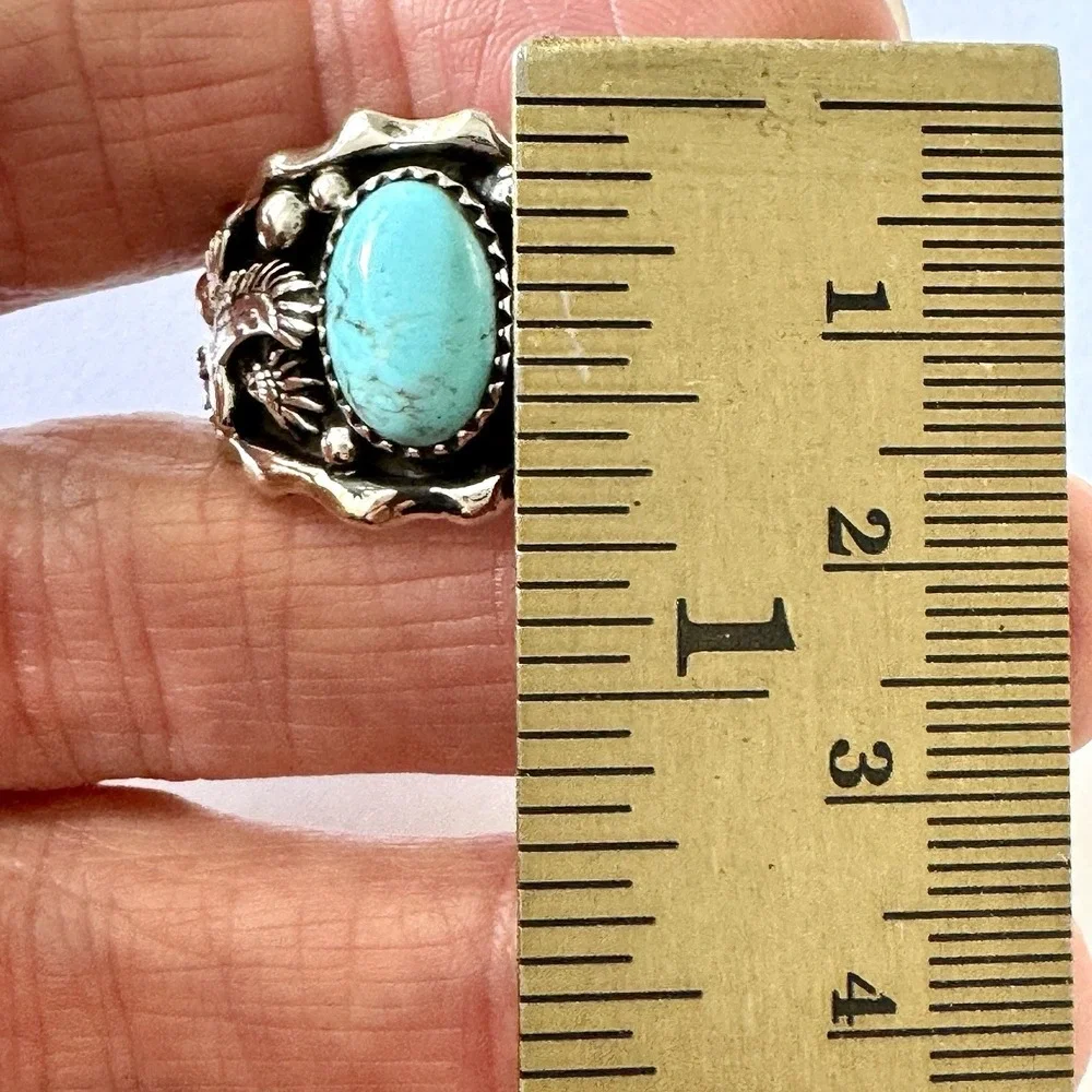 Navajo Eagle Mens Band Sz 13 Ring Turquoise Sterling Francisco Native American‎